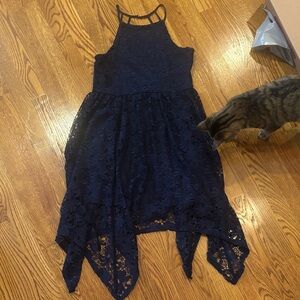 GB Girls Navy Lace Formal Dress